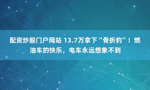 配资炒股门户网站 13.7万拿下“骨折豹”！燃油车的快乐，电车永远想象不到
